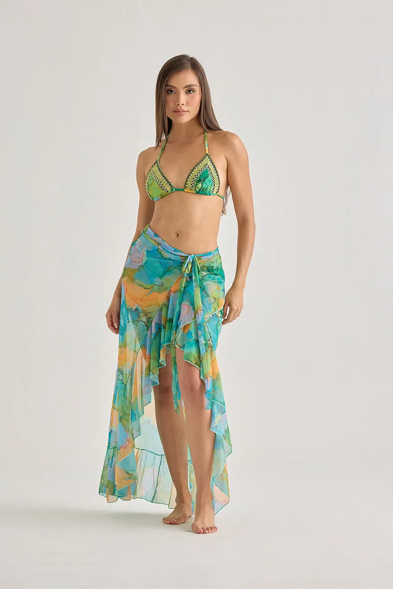 Tropical Watercolor Sarong Skirt – Lightweight & Flowing Beachwear sold by America & Beyond