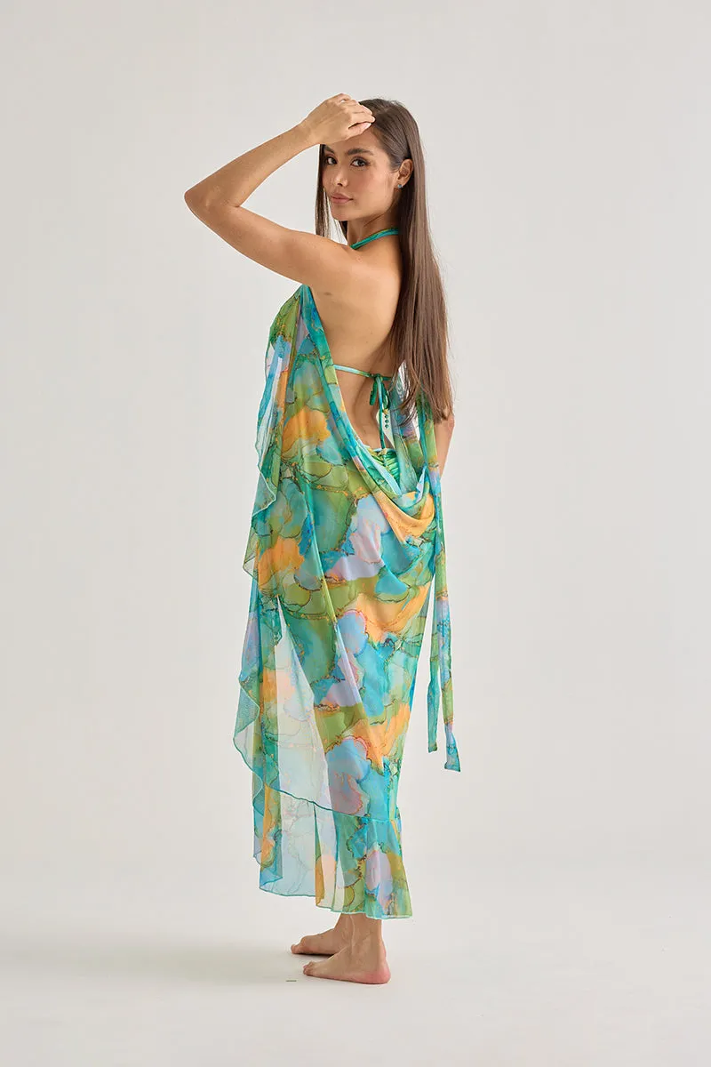 Tropical Watercolor Sarong Skirt – Lightweight & Flowing Beachwear sold by America & Beyond product image thumbnail 3