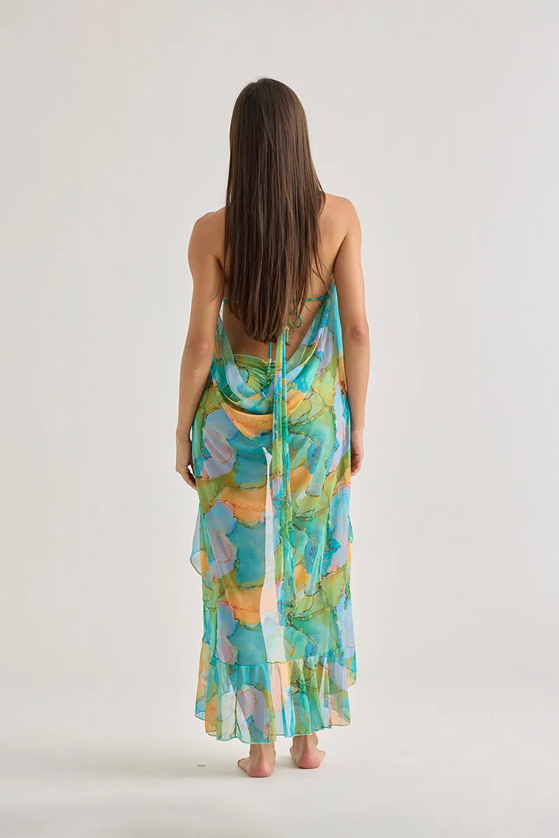 Tropical Watercolor Sarong Skirt – Lightweight & Flowing Beachwear sold by America & Beyond product image thumbnail 2
