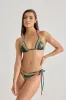 Waves Blue & Gold Triangle Bikini Top – Hand-Beaded Luxury Swimwear sold by America & Beyond