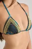 Waves Blue & Gold Triangle Bikini Top – Hand-Beaded Luxury Swimwear sold by America & Beyond