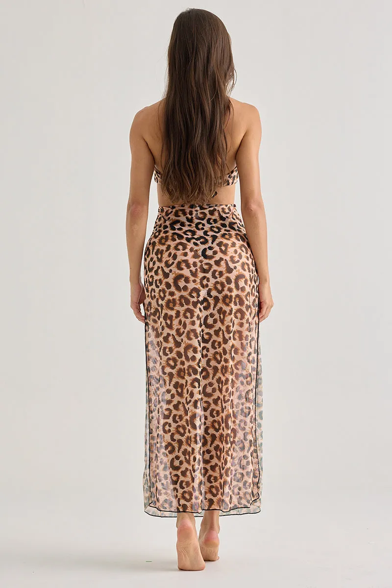 Leopard Halter Mesh Dress sold by America & Beyond product image thumbnail 4