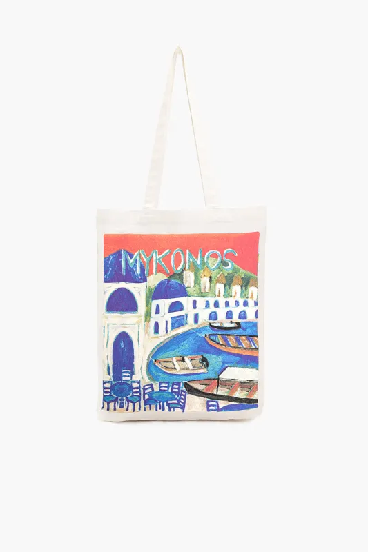 Mykonos Canvas Tote Bag sold by America & Beyond