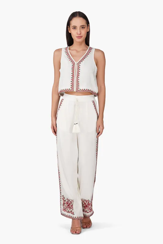 Beige Rose Bloom Embroidered Top sold by America & Beyond