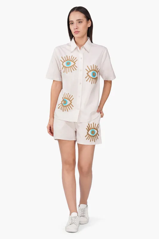 Mystic Eyelure Embellished Shorts sold by America & Beyond