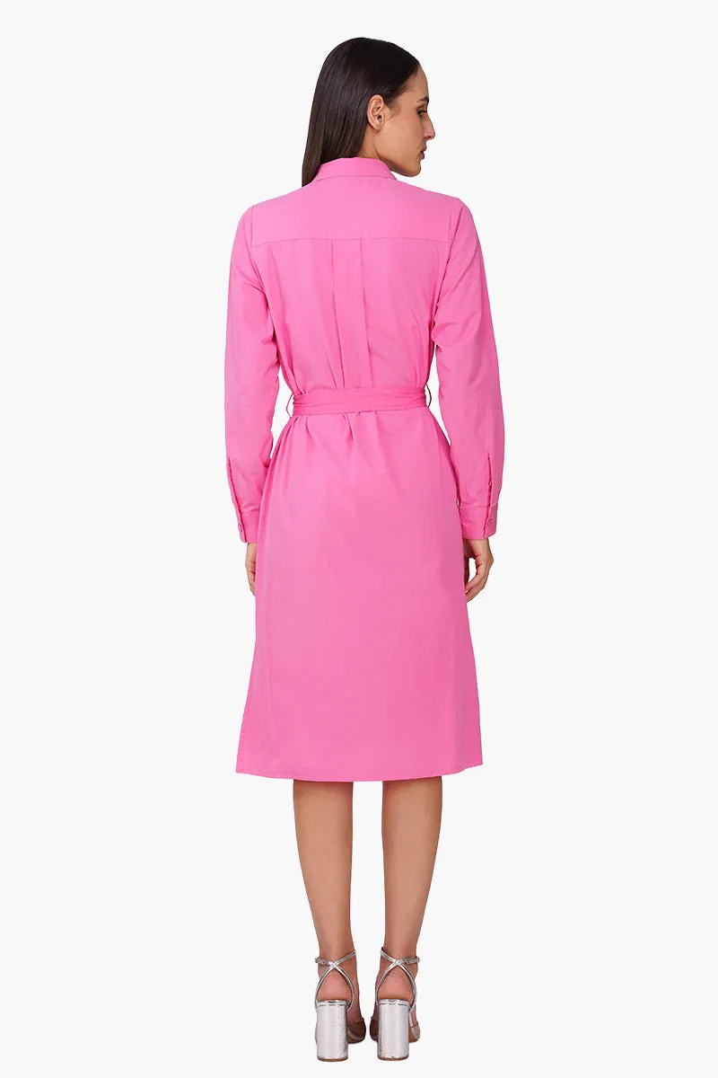 Bold Blink Pink Embellished Shirt Dress sold by America & Beyond product image thumbnail 4