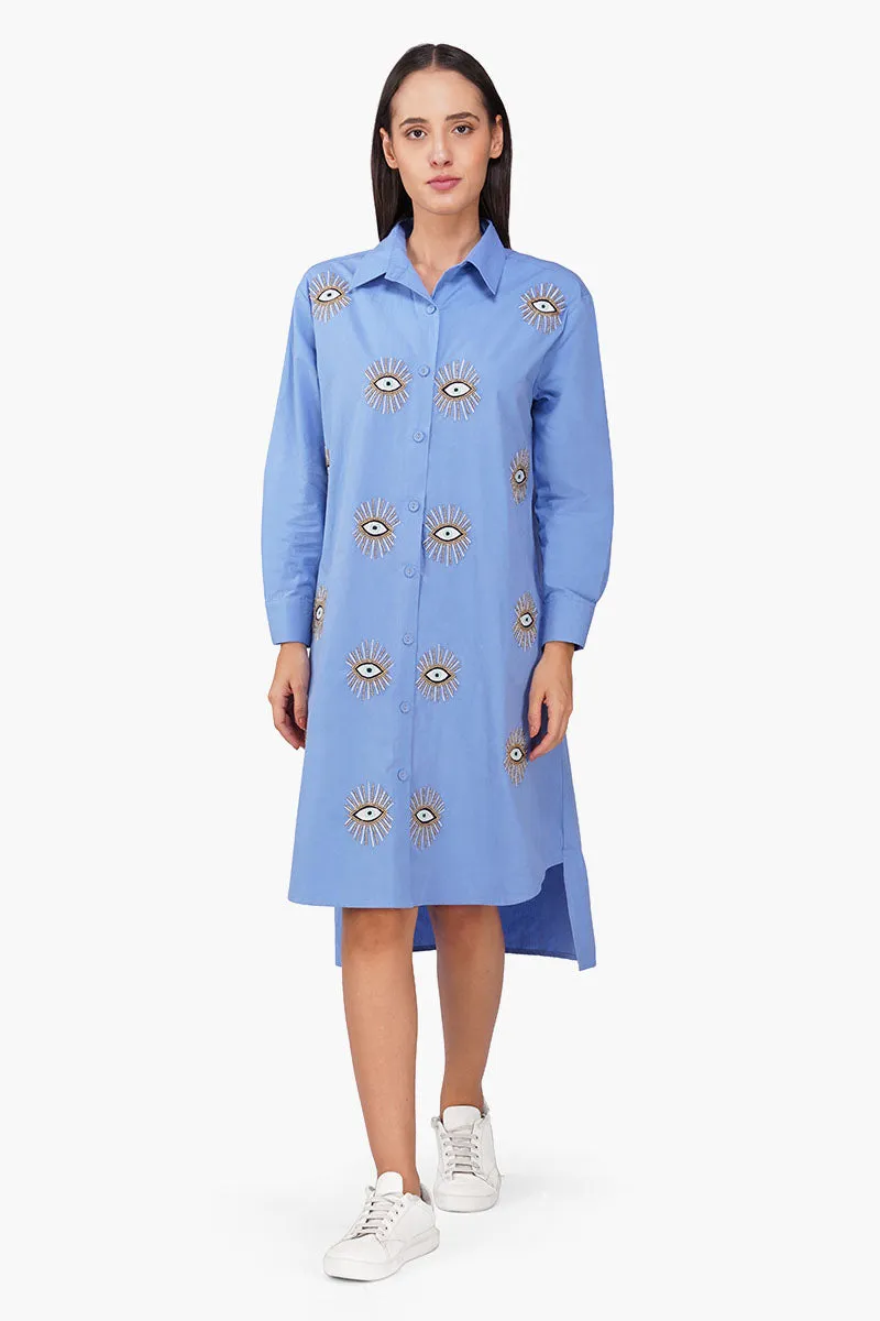 Peri Blink Embellished Shirt Dress sold by America & Beyond