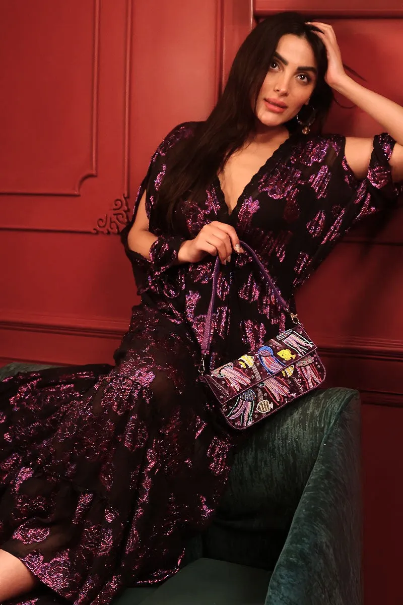 Starlit Orchid Lurex Eve Maxi Dress sold by America & Beyond