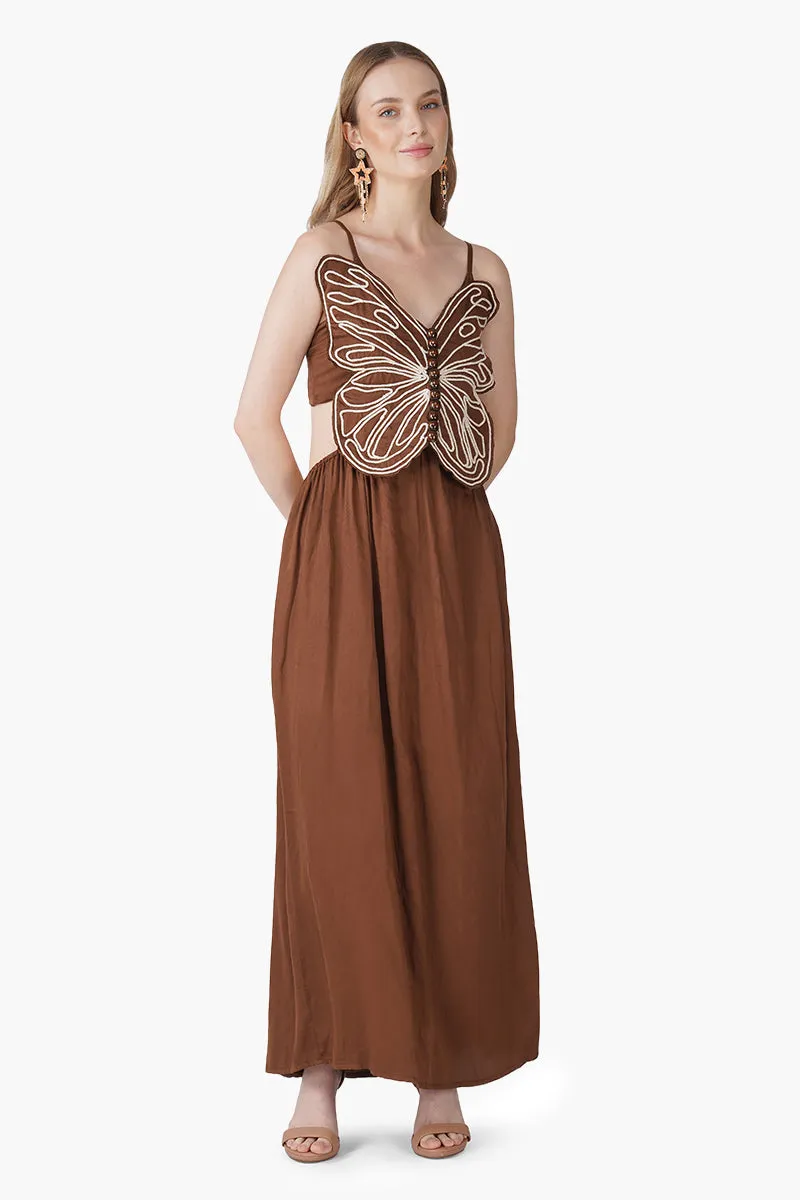 Earthy Wings Butterfly Dori Maxi Dress sold by America & Beyond