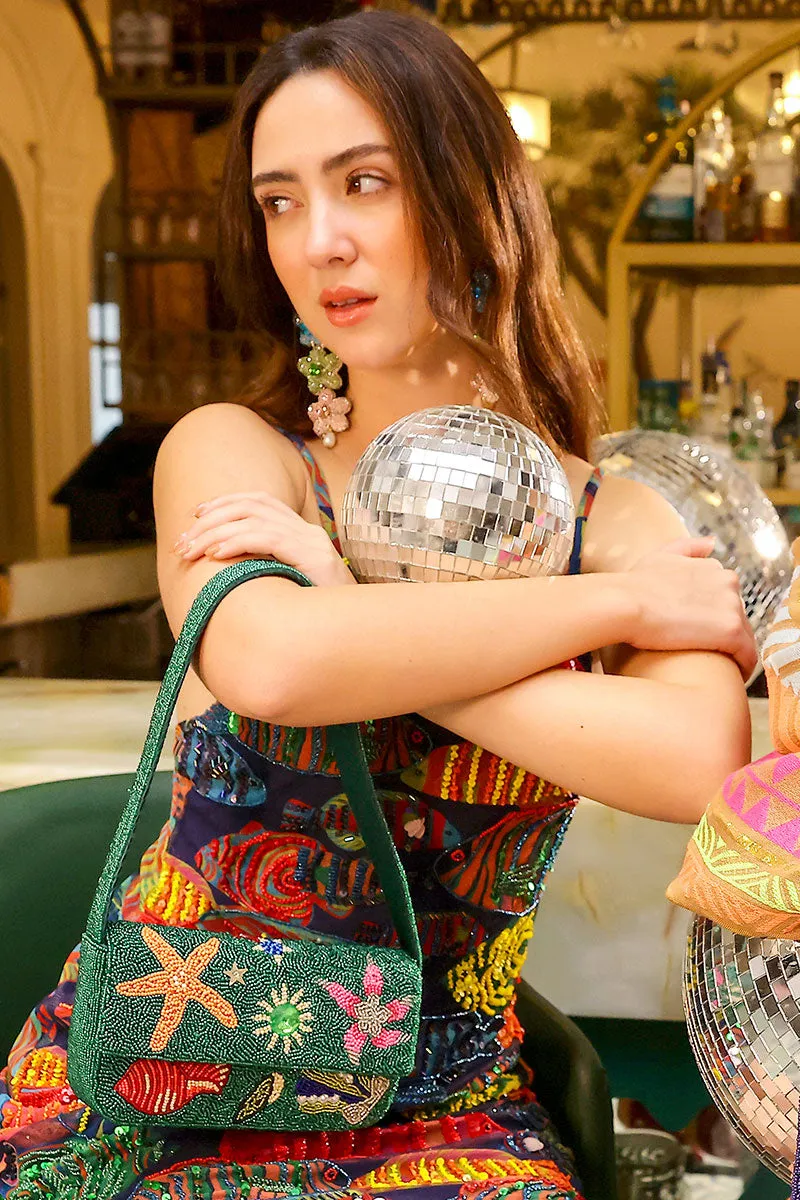 Emerald Sea Life Beaded Shoulder Bag sold by America & Beyond