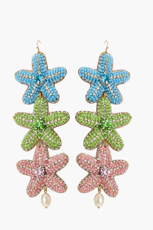 Three Star Fish Beaded Earrings sold by America & Beyond