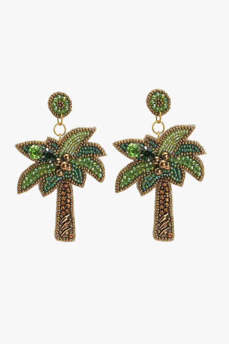 Palm Tree Beaded Earrings sold by America & Beyond