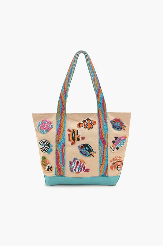 Colorful Fish Beaded Boat Tote sold by America & Beyond