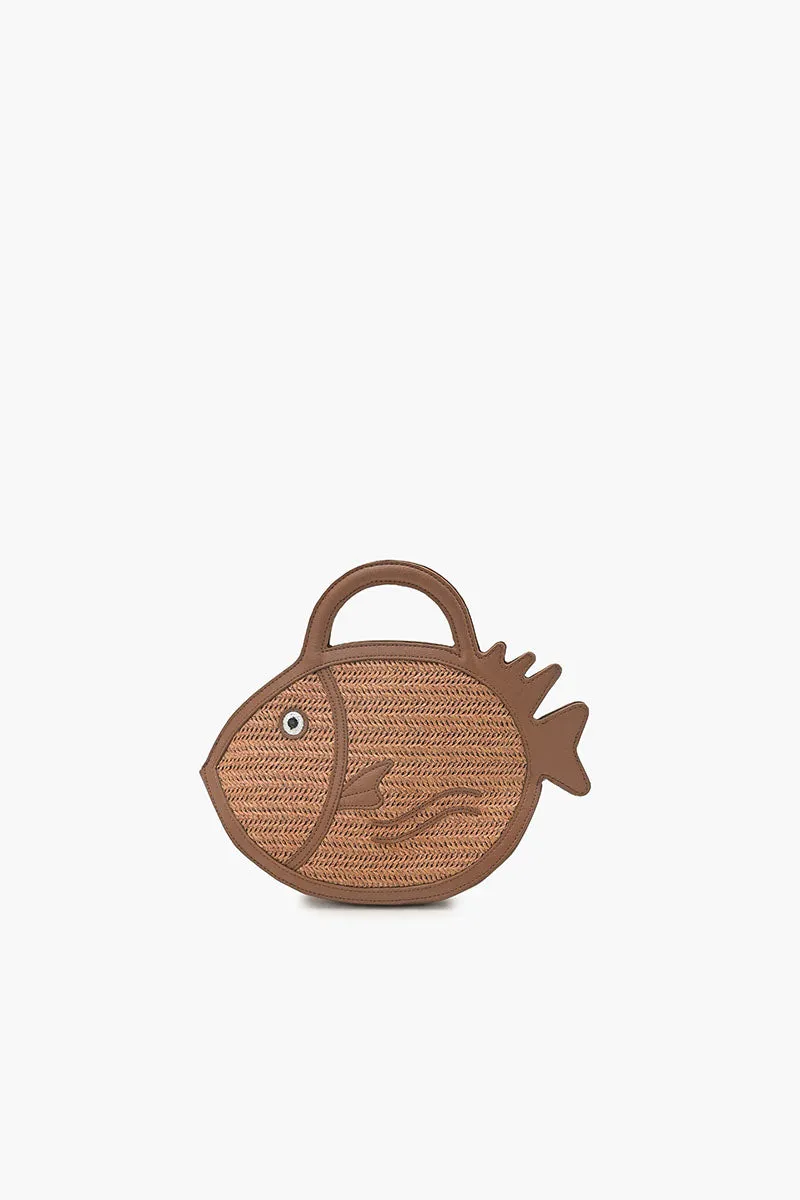 Brown Trim Fish Raffia Handheld Clutch sold by America & Beyond product image thumbnail 3