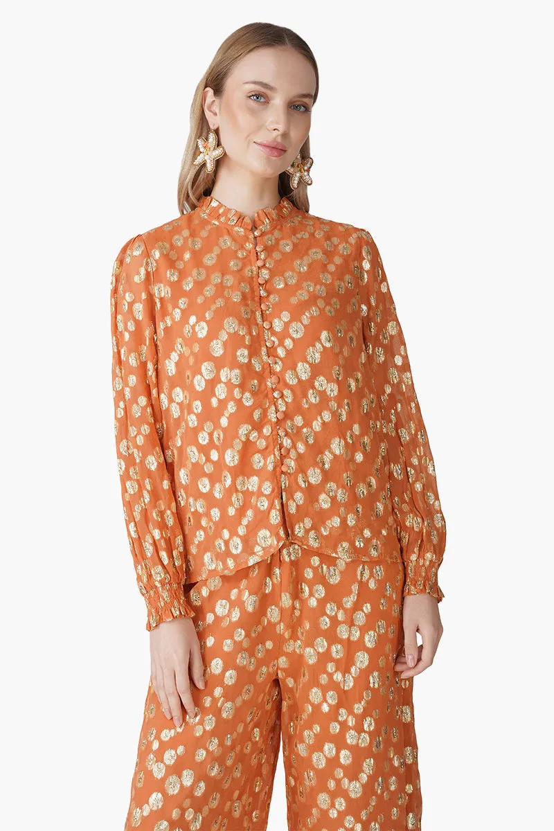 Tangerine Shine Lurex Evening Shirt sold by America & Beyond product image thumbnail 3