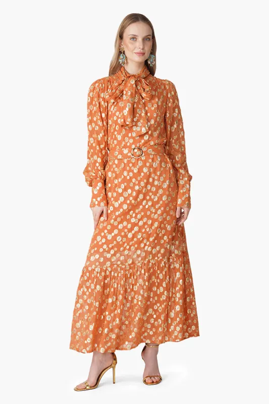 Tangerine Shine Luxe Eveing Maxi Dress sold by America & Beyond