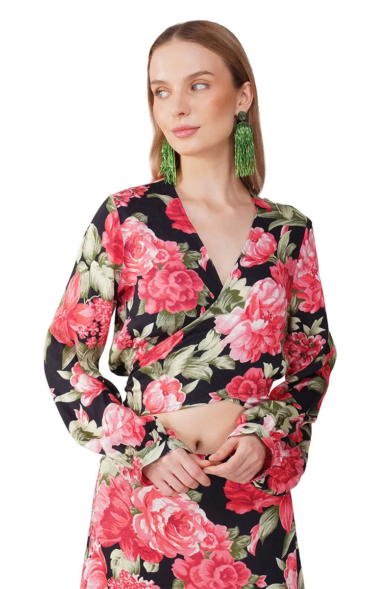 Red Garden Romance Wrap Top sold by America & Beyond product image thumbnail 4