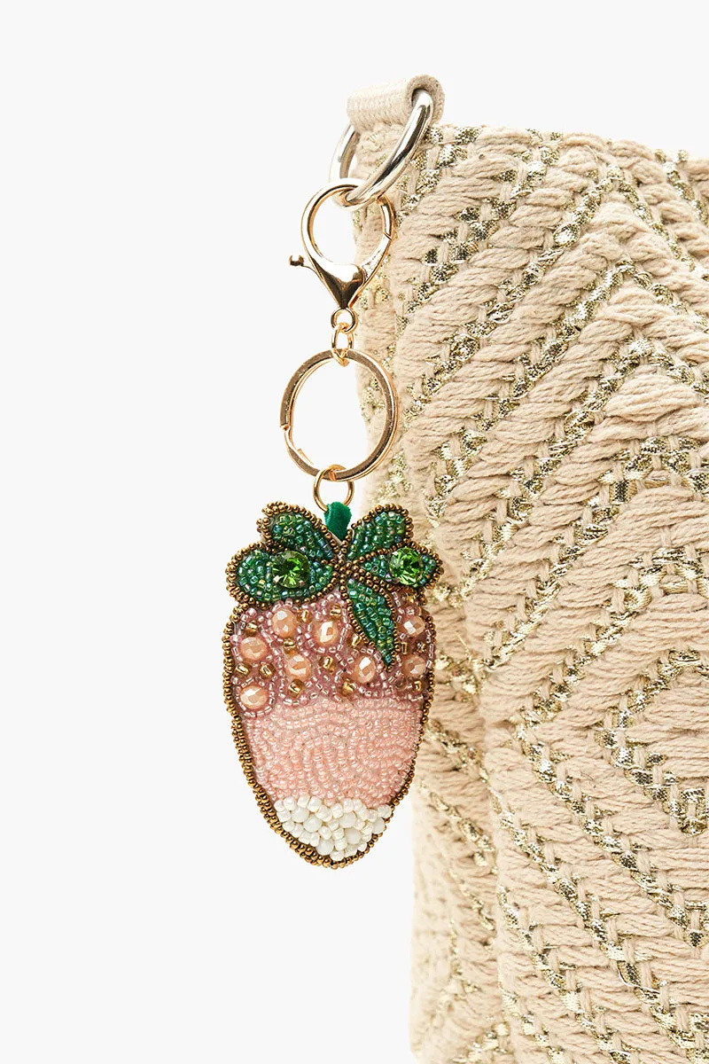 Strawberry Beaded Charm Keychain sold by America & Beyond product image thumbnail 2