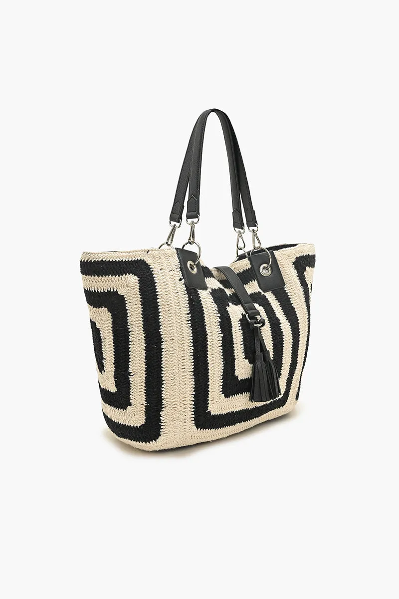 Square Crochet Oversized Tote sold by America & Beyond product image thumbnail 3