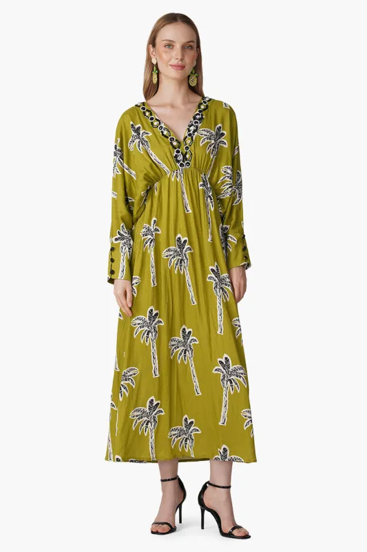 Green Bohemian Palm Printed Maxi Dress sold by America & Beyond