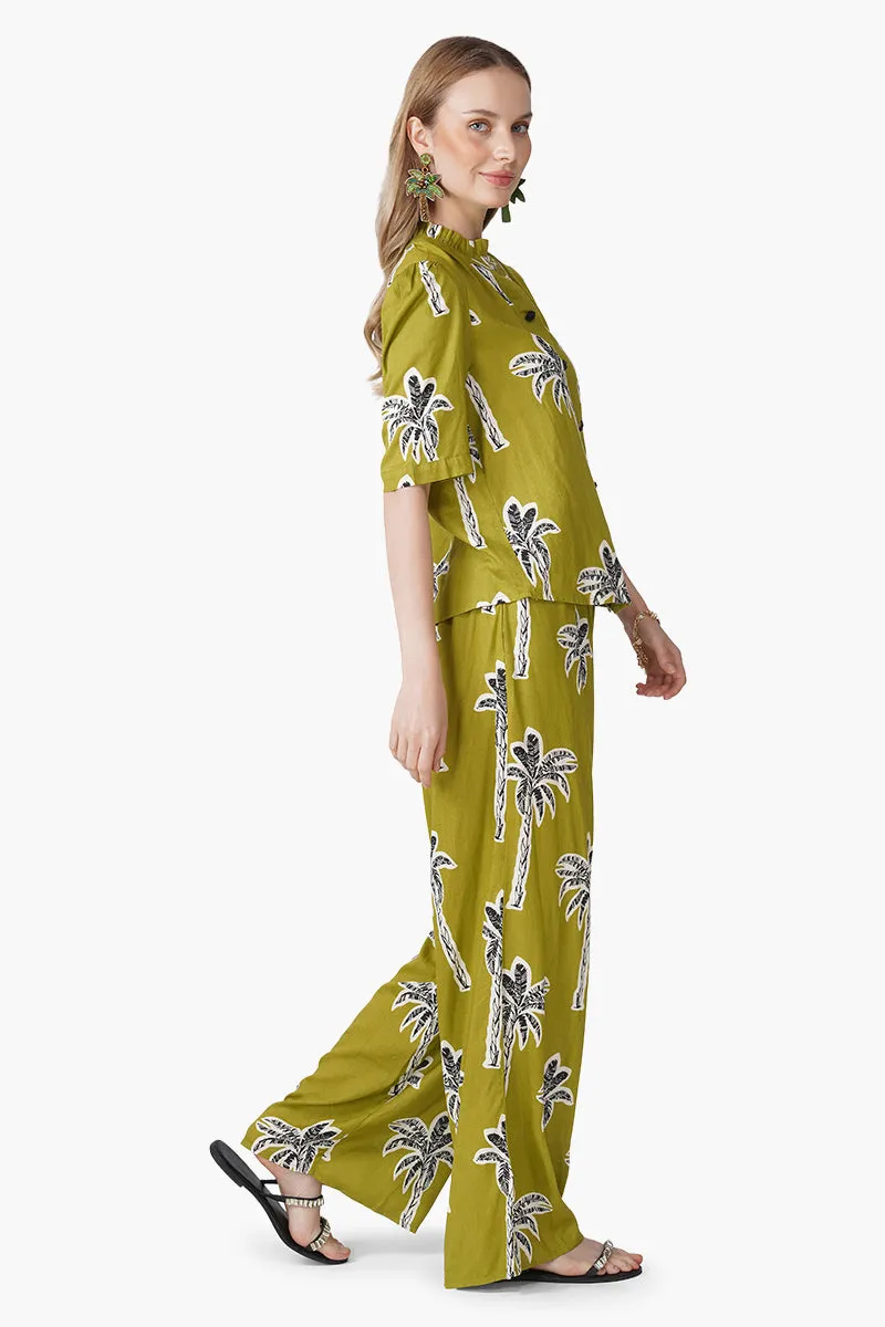 Green Bohemian Palm Printed Shirt sold by America & Beyond product image thumbnail 2