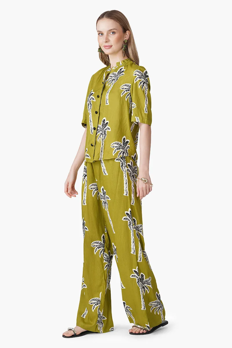 Green Bohemian Palm Printed Shirt sold by America & Beyond product image thumbnail 3