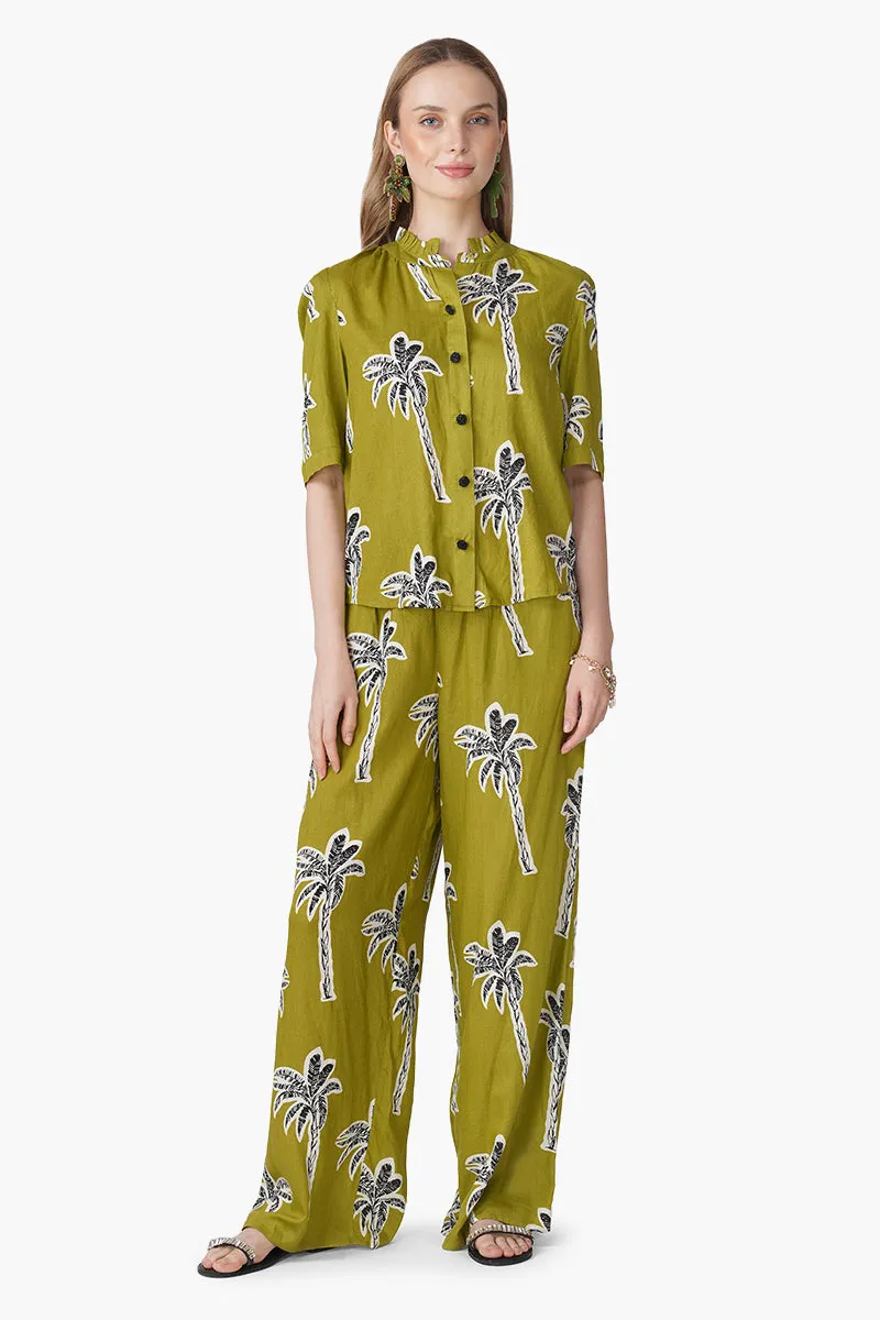 Green Bohemian Palm Printed Shirt sold by America & Beyond