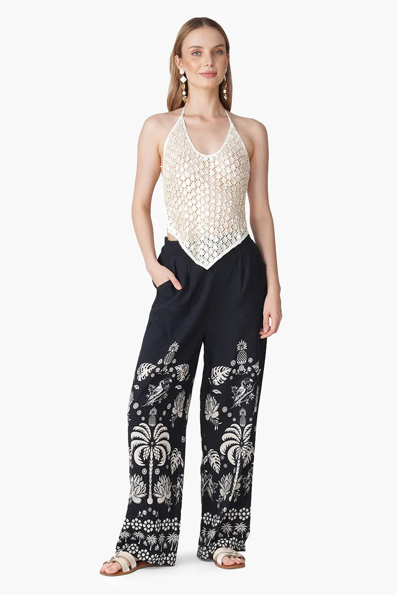 Modern Tropics Black And White Printed Pants sold by America & Beyond