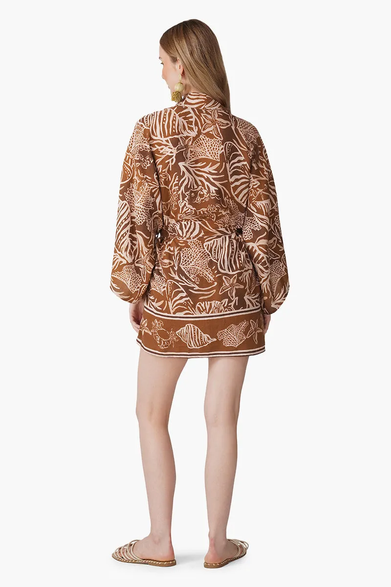 Mocha Tide Shell Printed Cover Up sold by America & Beyond product image thumbnail 3