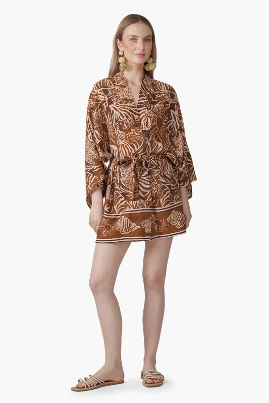 Mocha Tide Shell Printed Cover Up sold by America & Beyond