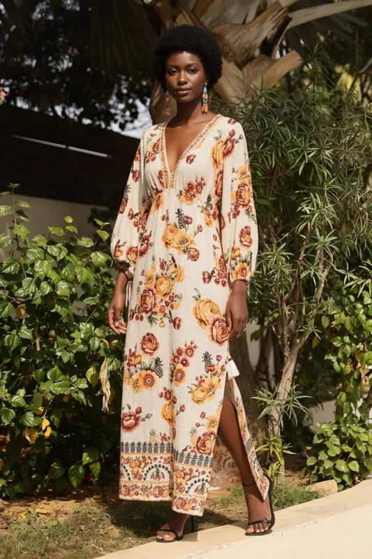 Boho Tucan Blossom Maxi Dress sold by America & Beyond