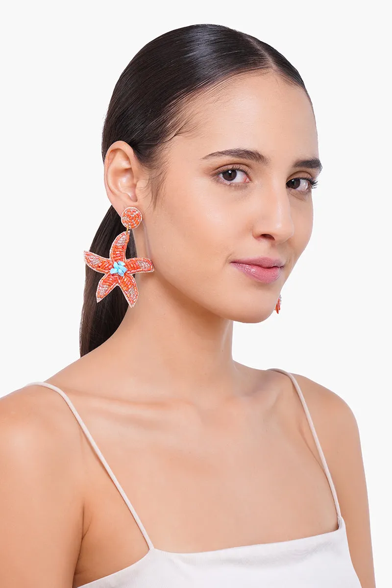 Mandarin Starfish Beaded Earrings sold by America & Beyond product image thumbnail 2
