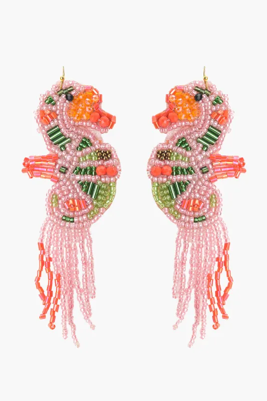 Under The Sea Seahorse Beaded Earrings sold by America & Beyond