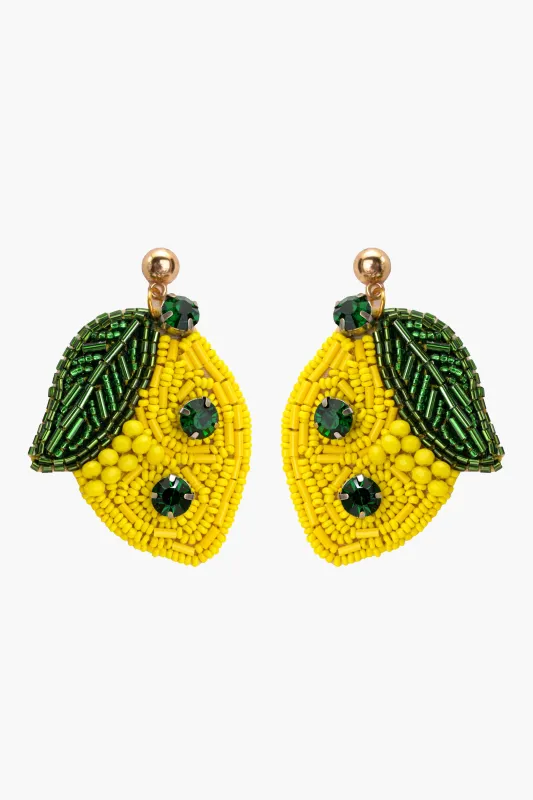 Hearty Lemon Beaded Earrings sold by America & Beyond