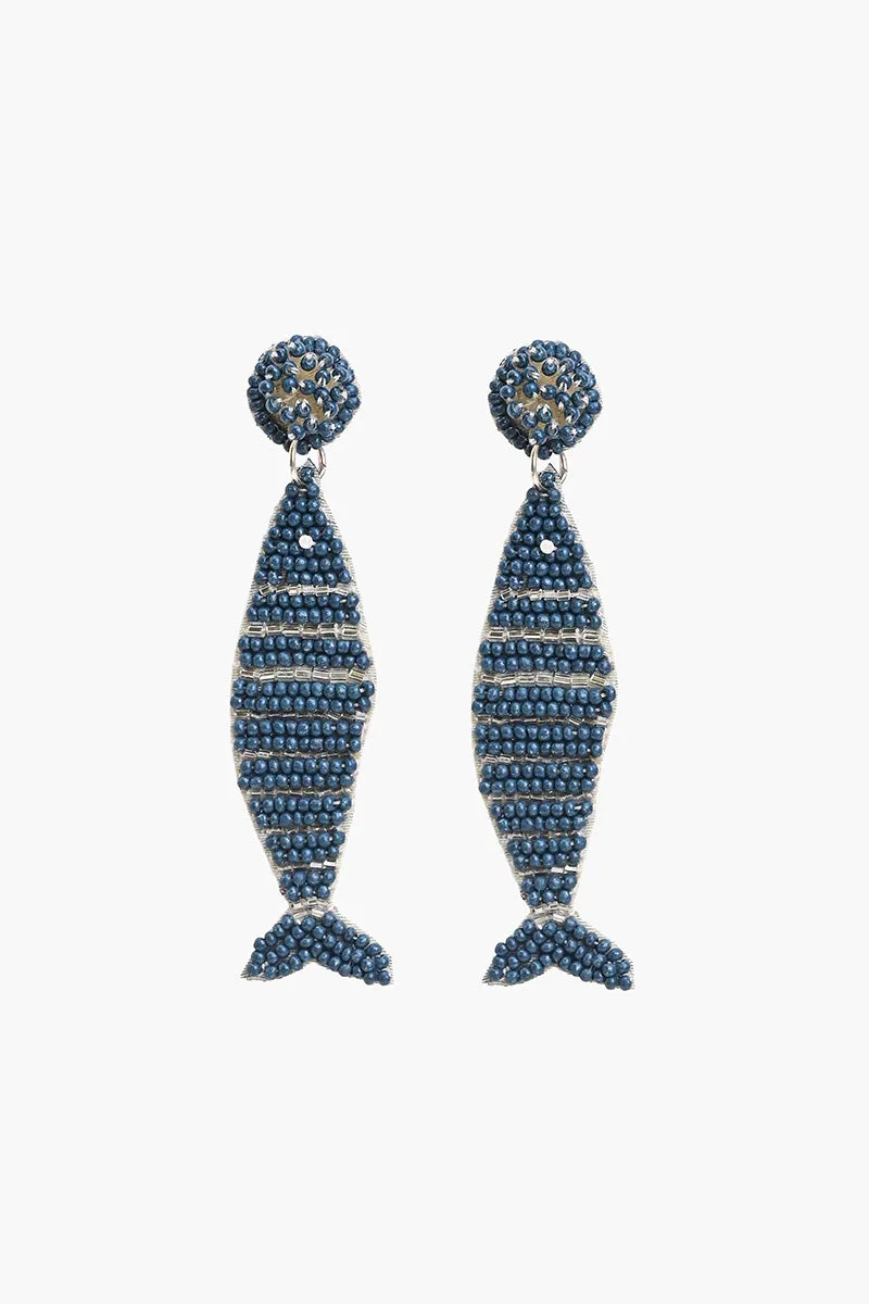 Herringbone Fish Beaded Earrings sold by America & Beyond