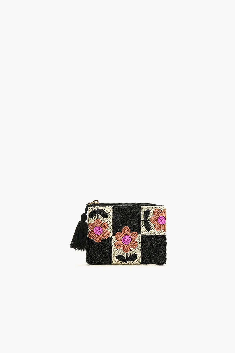 Floral Check Beaded Coin Pouch sold by America & Beyond