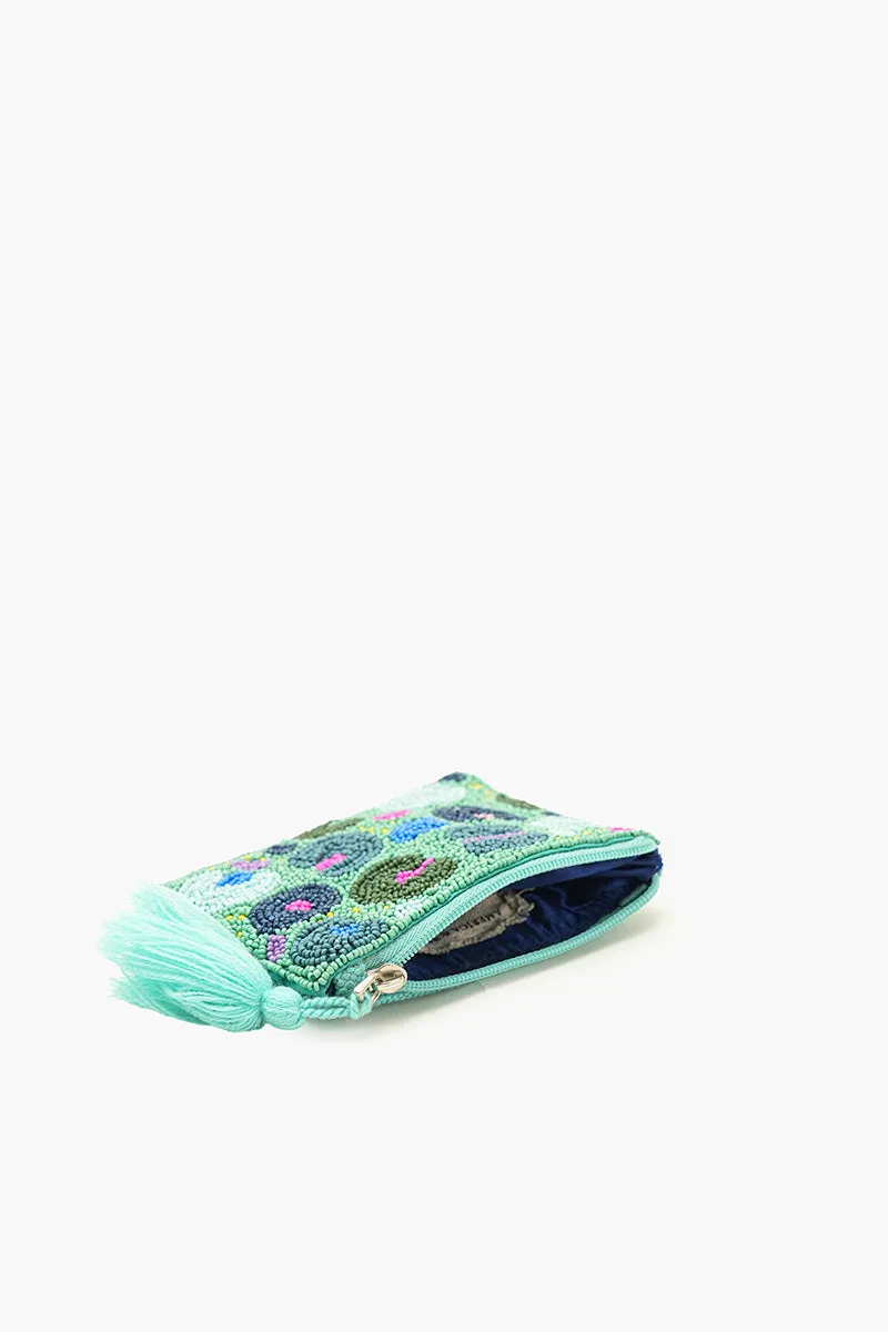 Aqua Bloom Beaded Coin Pouch sold by America & Beyond product image thumbnail 3