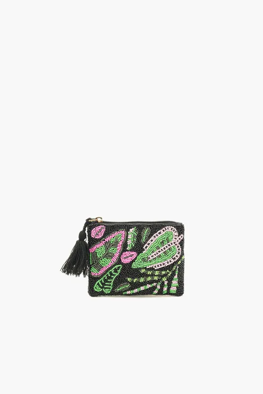 Tropical Leaves Beaded Coin Pouch sold by America & Beyond
