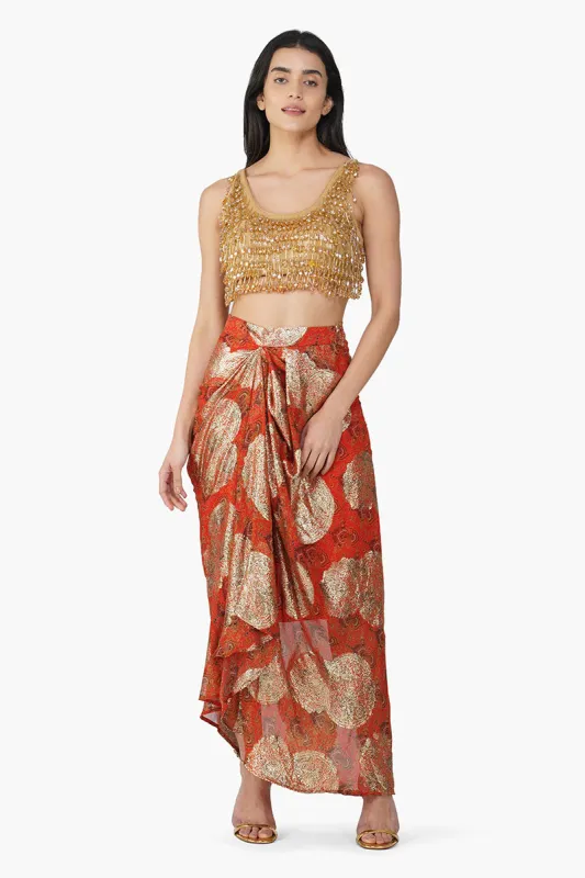 Omnia Lurex Frill Skirt sold by America & Beyond