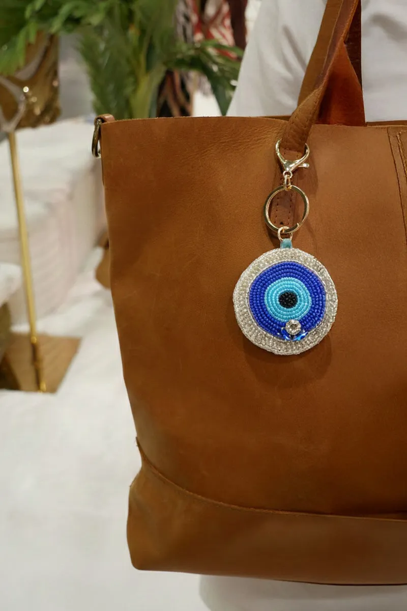 Lucky Eye Hand-Beaded Boho Bag Charm sold by America & Beyond product image thumbnail 2