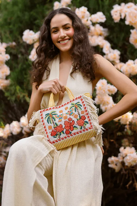 Rio Rhythm Vibrant Beaded Artisan Top Handle Bag made by America & Beyond