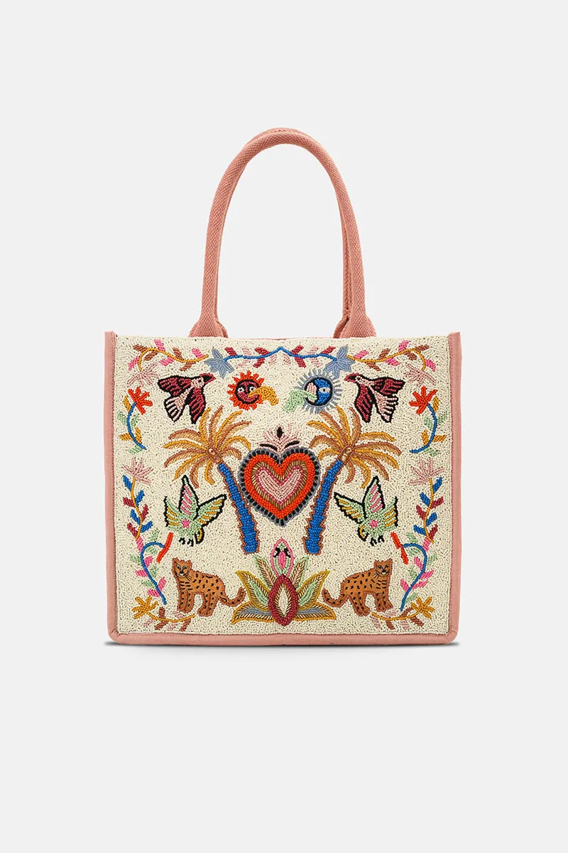 Safari Luxe Leopard Hand-Beaded Book Tote sold by America & Beyond product image thumbnail 2