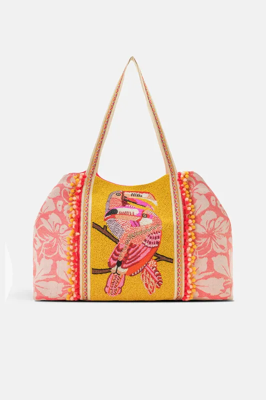 Tropical Toucan Handcrafted Oversized Tote made by America & Beyond