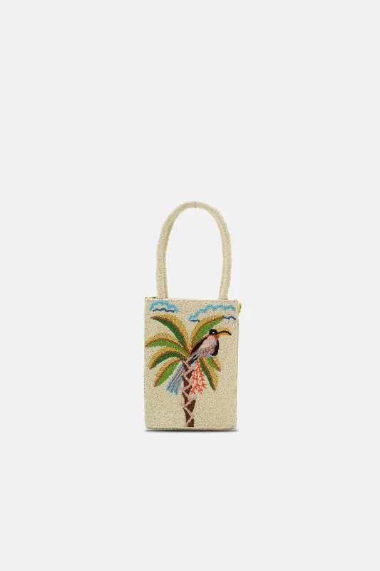 Paradise Palm Bird Handcrafted North South Crossbody Bag made by America & Beyond