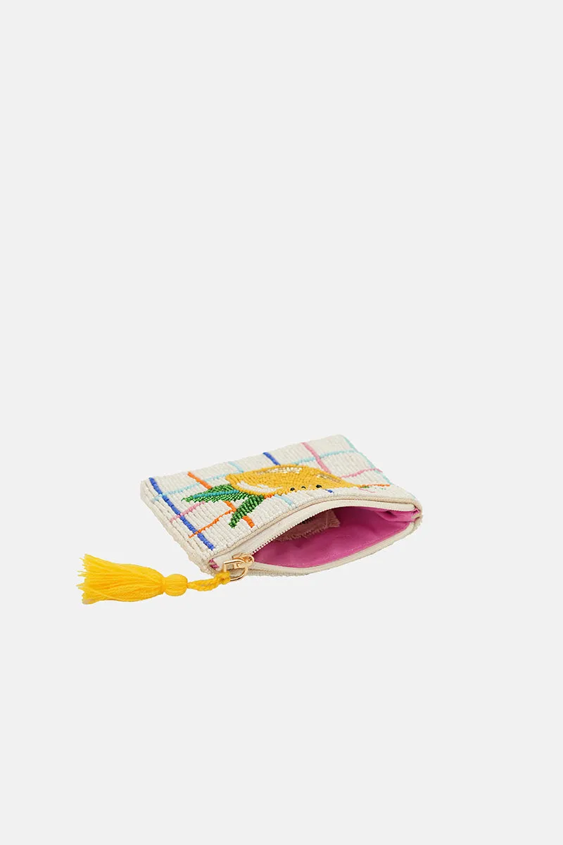 Citrus Lemon Grid Beaded Coin Pouch sold by America & Beyond product image thumbnail 4