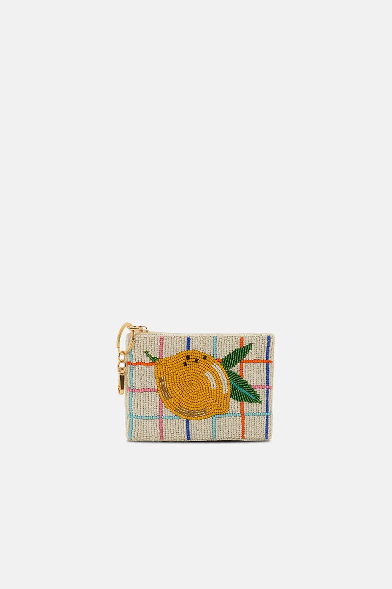 Citrus Lemon Grid Beaded Coin Pouch sold by America & Beyond