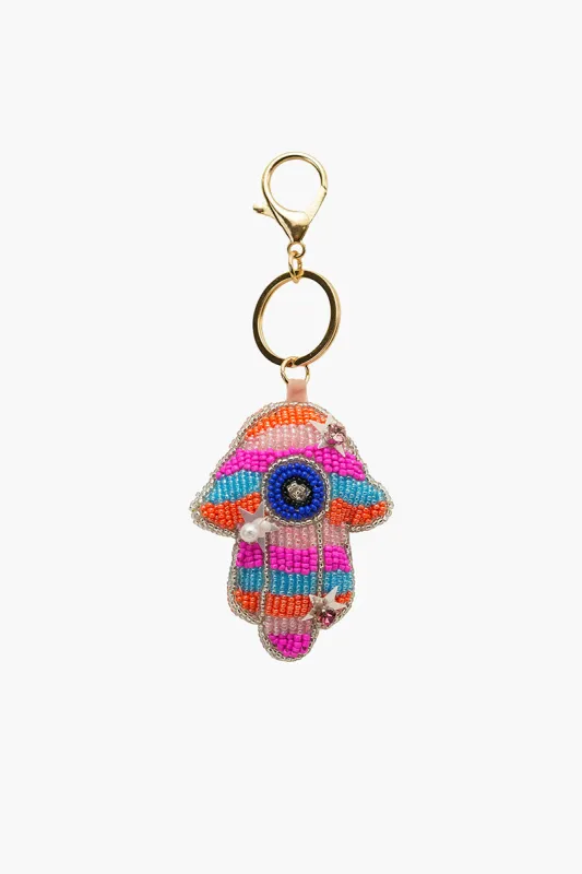 Eye of Luck Hand-Beaded Boho Bag Charm made by America & Beyond
