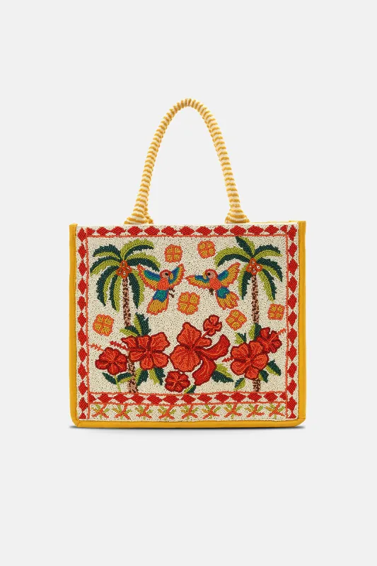 Rio Rhythm Vibrant Beaded Artisan Book Tote made by America & Beyond