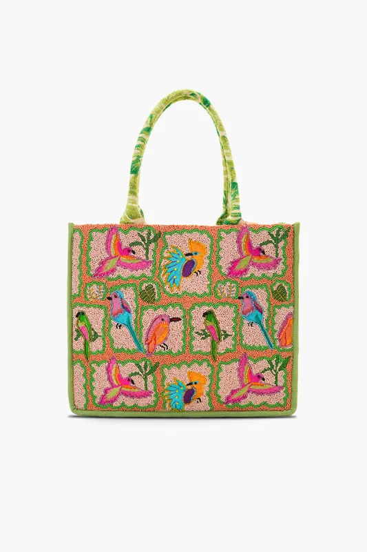Paradise Found Birds Beaded Luxury Book Tote made by America & Beyond