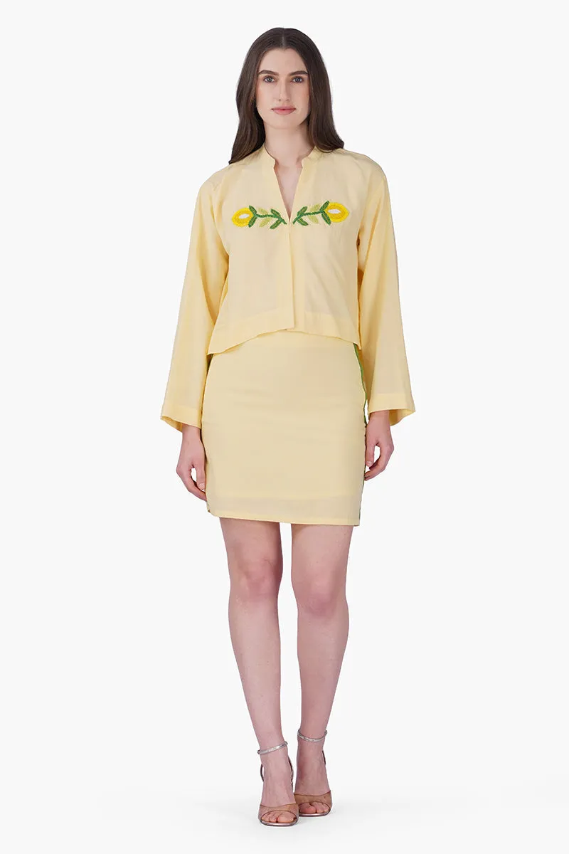 Lemonade Embroidered Yellow Flared Top sold by America & Beyond product image thumbnail 2